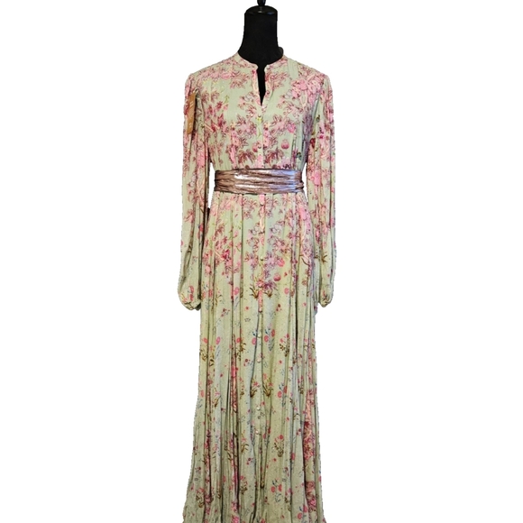 Hemant and Nandita Adira Floral Pink and White Maxi Dress-Size Large - Picture 4 of 17